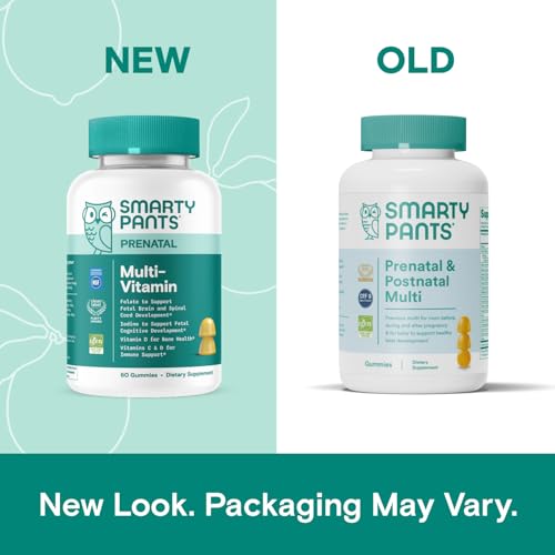 SmartyPants Prenatal Vitamins for Women, Multivitamin Gummies: Pre and Postnatal Vitamins, Biotin, Methylfolate, Vitamin D3, C, Vitamin B12, B6, A, K & Zinc, Inositol, 60 Count (30 Day Supply)