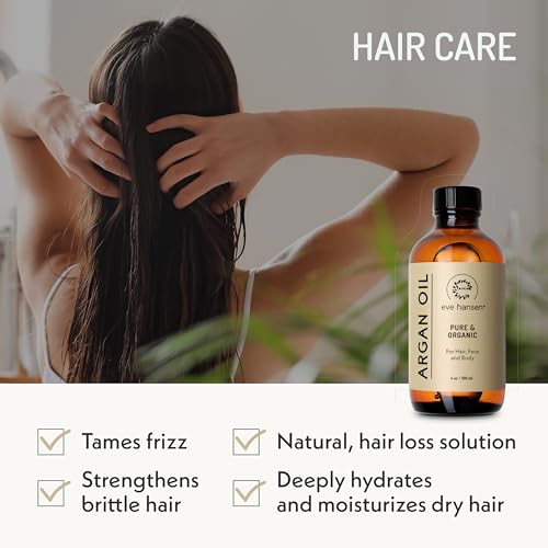 Eve Hansen Argan Oil (4oz), Pure Carrier Oil for Hair, Skin and Nails, Deep Hydrator, Anti-Age, Sulfate, Paraben, Phthalate Free