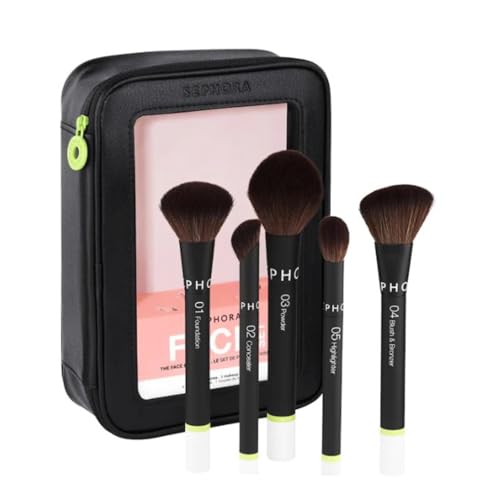 Sephora Favorites Face Set The Face Brush Set - 5 Makeup Brushes and 1 Makeup Bag