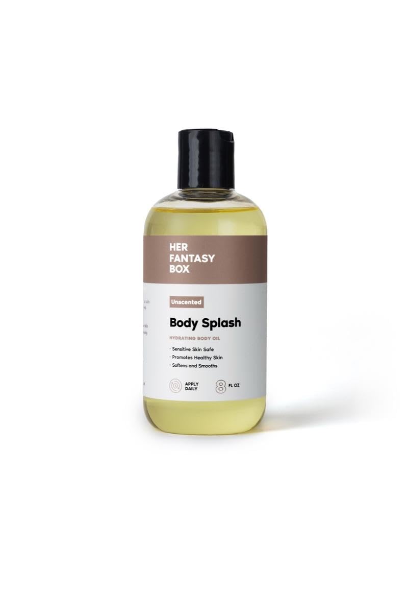 Her Fantasy Box Body Splash Hydrating Body Oil - Moisturizing, Non-Greasy Formula for Soft, Smooth Skin - All-Natural, Lightweight & Nourishing (8 Fl Oz, Unscented)