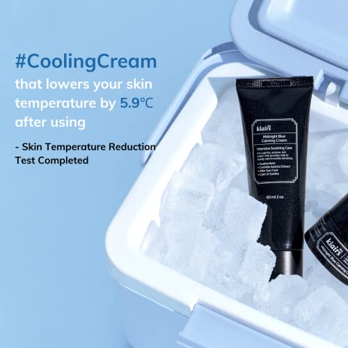 DearKlairs Midnight Blue Calming Cream, Soothing, Redness Relief Moisturizer, Hydrating, Fast Absorbing, Light Texture for Easy Use, For Oily Skin, Sensitive Skin Friendly (2 Ounce (Pack of 1))