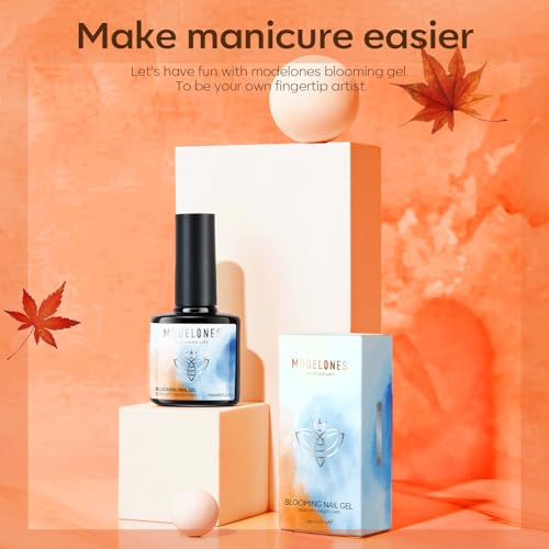 modelones Blooming Gel Nail Polish, 15 ml Clear Nail Art Accessories Stuff for Spreading Effects, Floral Print, Marble, Watercolor Design