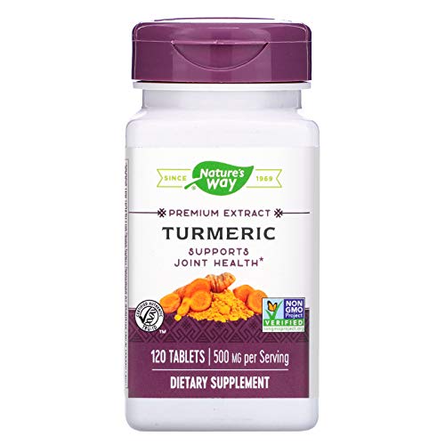 Nature's Way Turmeric, Premium Extract, Supports Joint Health*, Standardized to 95% Curcuminoids, 500 mg per Serving, Non-GMO Project Verified, 120 Tablets (Packaging May Vary)
