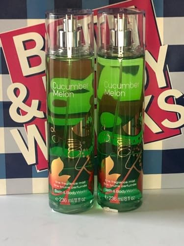 Bath and Body Works Cucumber Melon Fine Fragrance Mists Pack Of 2 8 oz. Bottles (Cucumber Melon)