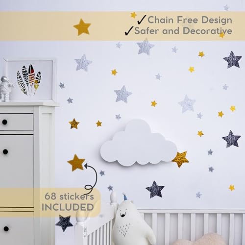 KALEOLI Cloud Light for Wall with Baby Wall Decals - Nursery Lighting for Baby Room Decor – Rechargeable & 3-Level Dimmer Cloud Lamp - Touch Night Light for Nursery
