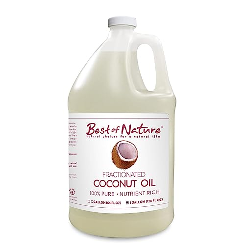 Best of Nature 100% Pure Fractionated Coconut Oil - Liquid MCT Massage & Body Oil, Unscented Moisturizer for Hair, Skin, Face, Aromatherapy Carrier for Essential Oils, Gallon (128 fl oz)