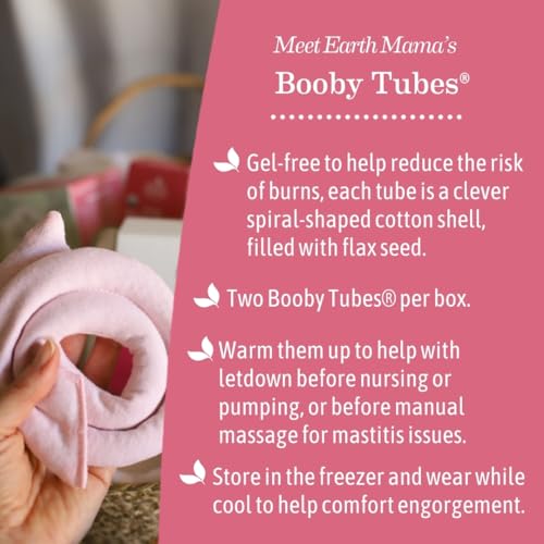 Earth Mama Booby Tubes | Gel-Free Hot & Cold Compress Nursing Packs for Breastfeeding & Tender Breasts, 4.2-Ounce