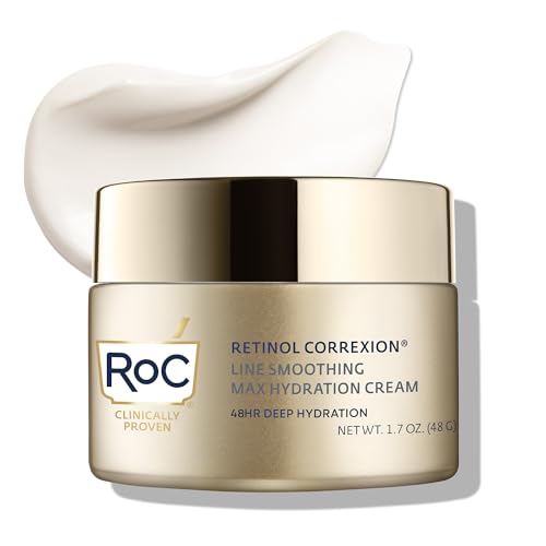 RoC Retinol Correxion Max Daily Hydration Anti-Aging Face Moisturizer with Hyaluronic Acid for Fine Lines, Dark Spots, Post-Acne Scars, Oil Free, Stocking Stuffers, 1.7 Ounces (Packaging May Vary)