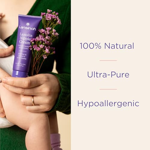 Lansinoh Lanolin Nipple Cream Safe for Breastfeeding Baby, 100% Natural Nipple Butter for Mom, Breastfeeding Essentials, 1.41 Ounces