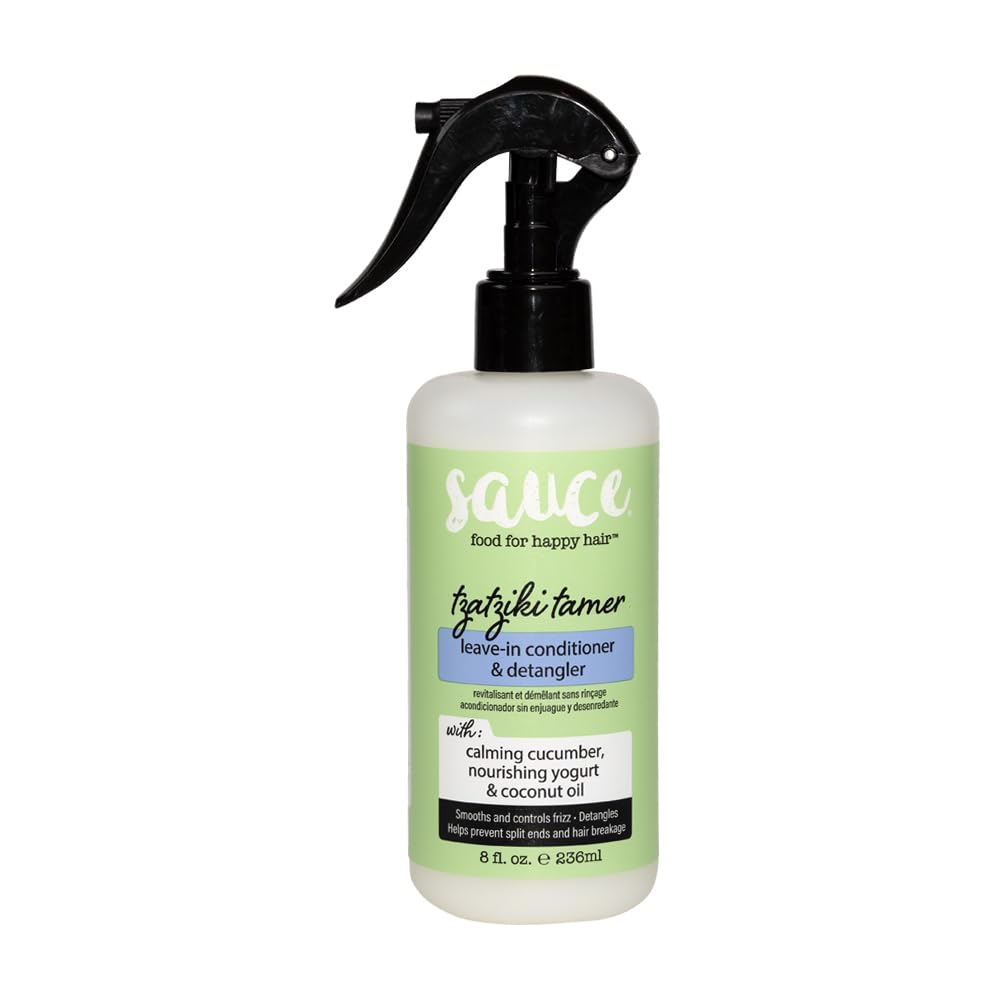 Leave in Conditioner - Tzatziki Taming Leave In Conditioner & Detangler Spray with Cucumber Water, Coconut Oil, Yogurt, and Mint to help Smooth Hair & Control