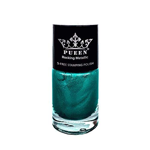 PUEEN Rocking Metallic Nail Polish For Nail Stamping Big 5-FREE Formula Nail Color Lacquer (611 Mexicali Turquoise)