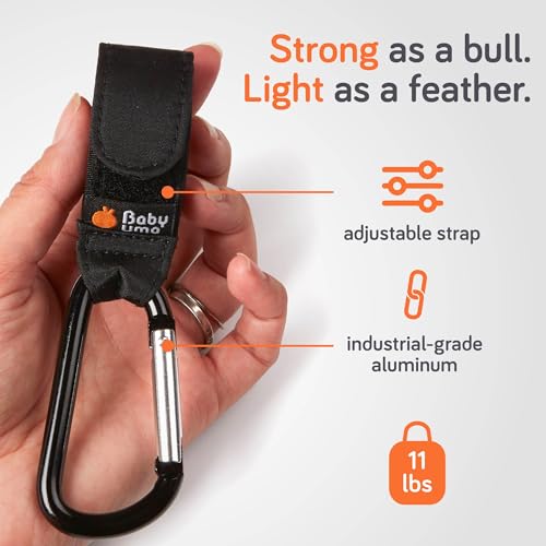 Baby Uma Stroller Hooks for Bags (2 Pack) - Universal Stroller Clips and Hooks, Non-Slip with One-Hand Opening, 11 lb Weight Capacity, Baby Travel Essential