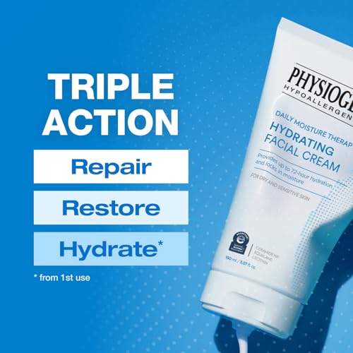 Physiogel Daily Hydrating Facial Moisturizer Cream, 72 hrs Hydration for Dry & Sensitive Skin, Korean skin care, Fragrance-Free, Non-Comedogenic, Dermatologist-Tested, Ceramide, Squalane.