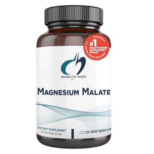 Designs for Health Magnesium Malate - Chelated Magnesium as Di Magnesium Malate - Highly Bioavailable Form to Support Energy, Bone Health + Muscle Recovery (120 Magnesium Malate Capsules)