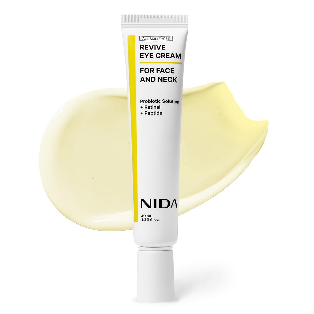 NIDA Revive Eye Cream For Face And Neck | Probiotic Solution, Retinal, Peptide | Wrinkles, Fine Lines, Cell Turnover, Firm Skin Texture, Radiant Skin, Moisture Retention | 1.35 fl. oz., 40ml