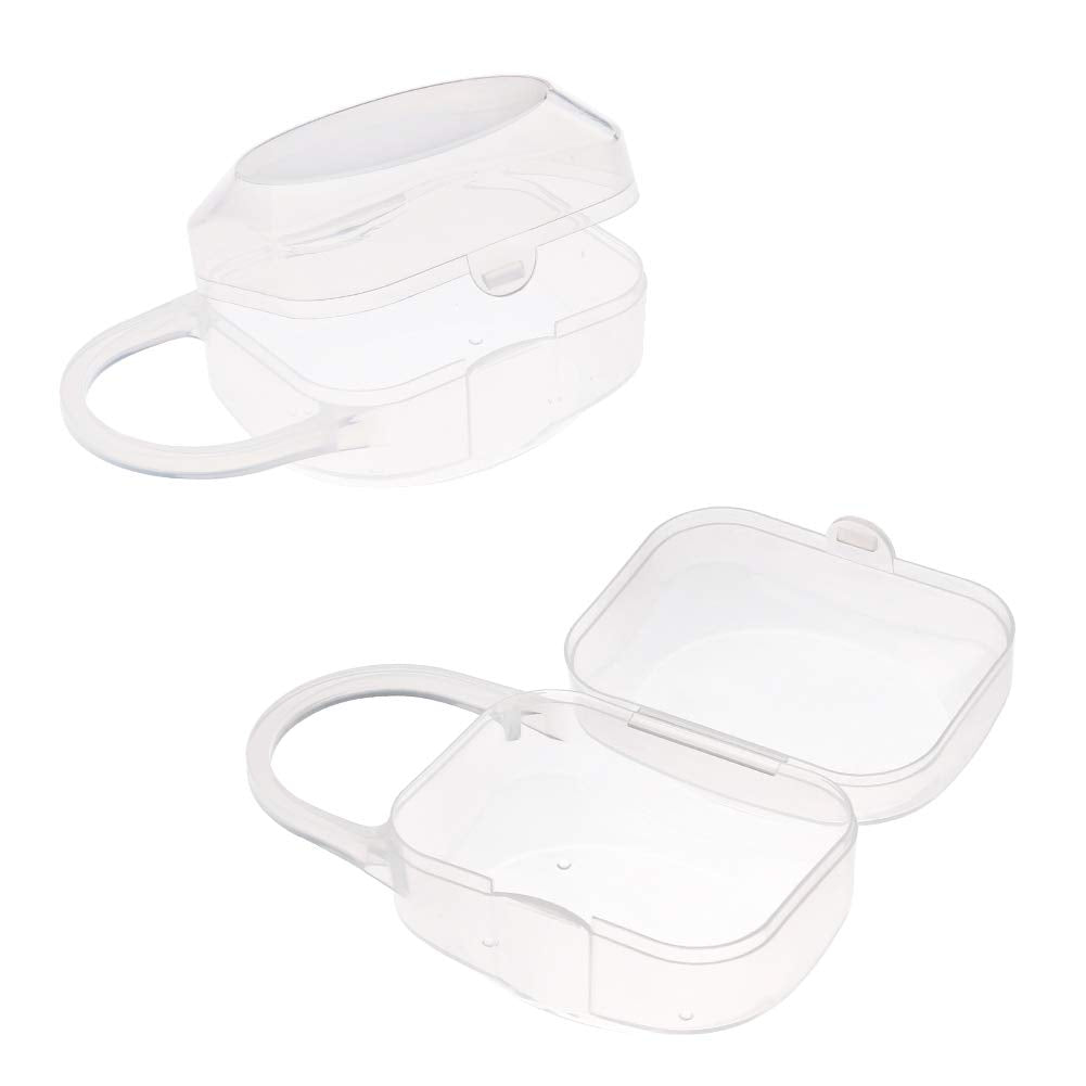 Accmor Pacifier Case, Pacifier Holder Case with Handle, BPA Free Universal Pacifier Container Box for Travel, Transparent, 2 Pack