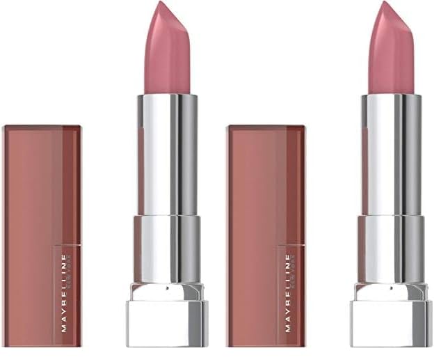 Maybelline Color Sensational Lipstick, Lip Makeup, Cream Finish, Hydrating Lipstick, Nude, Pink, Red, Plum Lip Color, Warm Me Up, 0.15 oz; (Packaging May Vary) (Pack of 2)