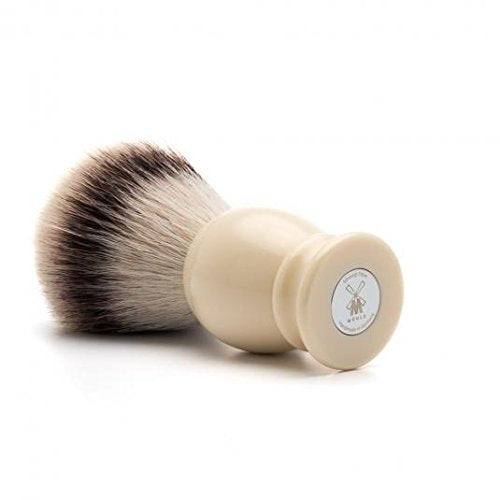 MÜHLE Classic White Faux Ivory Silvertip Fiber Shaving Brush - Synthetic Luxury Shave Brush for Men, Rich Lather | Size - 19mm