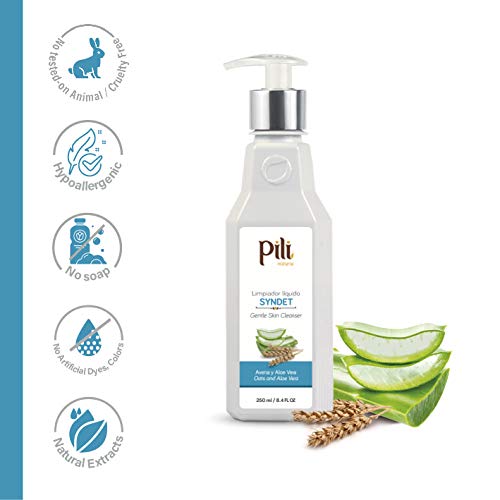 Pili Natural Syndet - Gentle Skin Cleanser With Oatmeal And Aloe Vera - Hypoallergenic Cleanser For Sensitive Skin - Syndet
