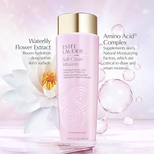 Estée Lauder Soft Clean Infusion Hydrating Skin Essence Face Lotion Toner with Amino Acid + Waterlily, 13.5 Fl Oz