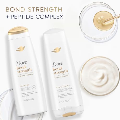 Dove Bond Strength Shampoo & Conditioner Set + Hair Serum Bundle – Repair Treatment for Damaged and Frizzy Hair (3 Piece Set)