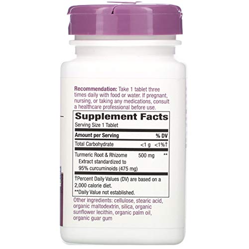 Nature's Way Turmeric, Premium Extract, Supports Joint Health*, Standardized to 95% Curcuminoids, 500 mg per Serving, Non-GMO Project Verified, 120 Tablets (Packaging May Vary)