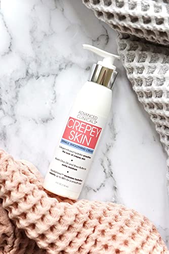 Advanced Clinicals Crepey Skin Wrinkle Smoothing Skin Care Cream Moisturizer For Body, Neck, & Décolleté. Anti Aging Skincare Lotion W/Collagen, Shea Butter, & Hyaluronic Acid. Large, 4 Fl Oz Bottle