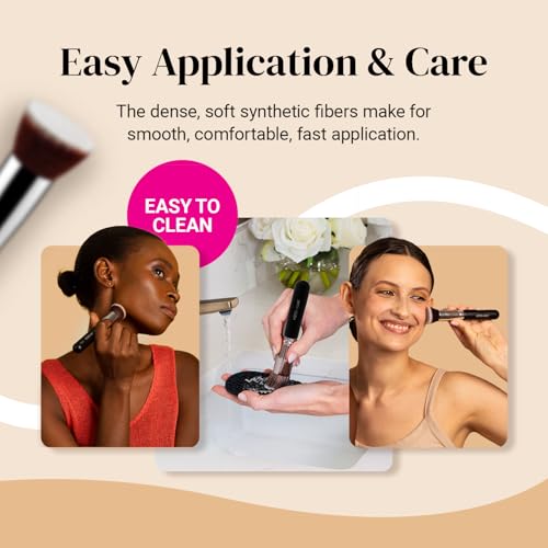 Flat Top Kabuki Foundation Brush By KESHIMA - Premium Makeup Brush for Liquid, Cream, and Powder - Buffing, Blending, and Face - 1.2 Top Diameter