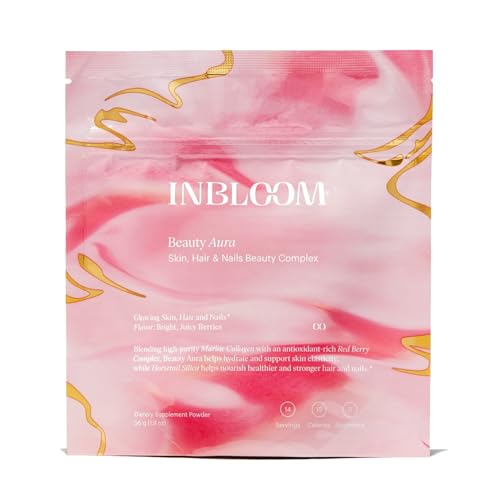 INBLOOM Kate Hudson Collagen Powder for Women – Beauty Aura for Healthier Hair Skin and Nails with Marine Collagen and Horsetail Silica - Refreshing Berry Flavor - 14 servings 1.9 oz (Pack of 1)