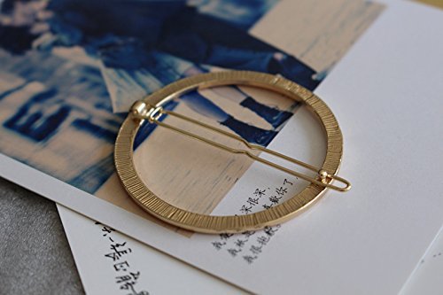 AKOAK Hollow Hoop Round Circle Geometric Metal Hair Clip Bobby Pin Ponytail Holder Hair Accessories for Women and Girl (2 Pcs/Lot,1 Gold & 1 Silver)