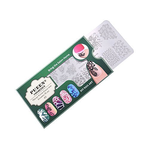 PUEEN Nail Art Stamping Plate - Nature Lover 02 - 125x65mm Unique Nailart Polish Stamping Manicure Image Plates Accessories Kit BH000661