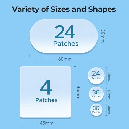 TKTK Large Pimple Patches for Face, 60 x 30 mm XL Acne Patches, Big Hydrocolloid Bandages for Body, Back, Forehead, Chin, Neck Blemish Zit Breakouts (Oval, Square, Dot 5 Sizes 124 Count)