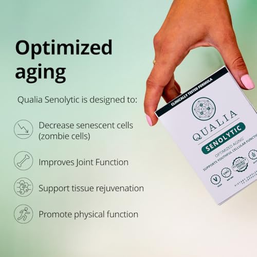 Qualia Senolytic Supplement, Fisetin, Quercetin, Piperlongumin & More, Aging Supplement That Supports Optimal Cell Repair & Rejuvenation, Naturally Eliminate Zombie Cells, 1 Month Supply