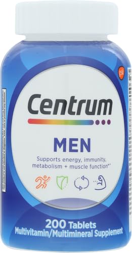 Centrum Multivitamin for Men, Multivitamin/Multimineral Supplement with Vitamin D3, B Vitamins and Antioxidants, Gluten Free, Non-GMO Ingredients - 200 Count
