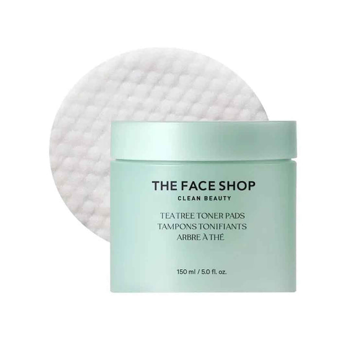 The Face Shop Tea Tree Toner Pads - Improve Uneven Skin Tone, Pore Minimizer - Exfoliating Dual Sided Toner Pad - AHA, BHA, PHA, Hyaluronic Acid - Cotton Facial Pad - Korean Toner - Korean Skin Care