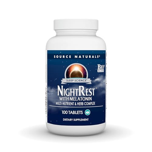 Source Naturals Sleep Science NightRest with Melatonin - BioAligned MultiNutrient & Herb Complex, for Rest & Relaxation Support* - 100 Tablets