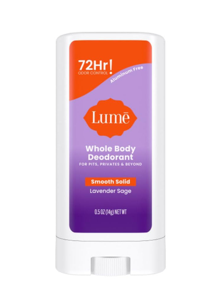 Lume Smooth Solid Deodorant Stick - Whole Body Deodorant - Aluminum-Free, Baking Soda Free, Hypoallergenic, Safe For Sensitive Skin - 0.5oz (Lavender Sage)