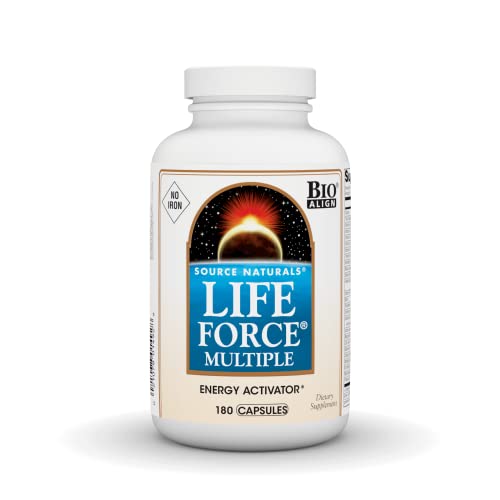 Source Naturals Life Force Multiple, Energy Activator* Iron Free, Daily Multivitamin High Potency Essential Vitamins, Minerals, Antioxidants & Nutrients - 180 Capsules