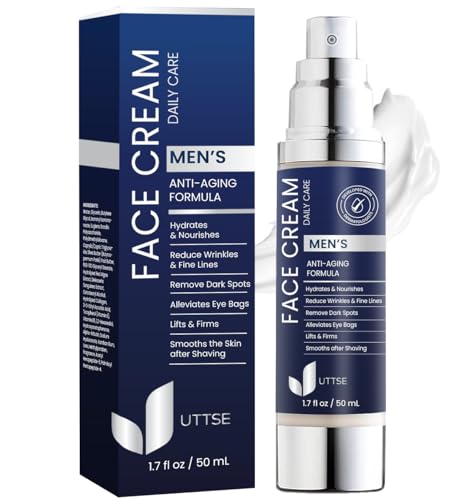 Uttse 6-in-1 Mens Face Moisturizer: Face Cream for Men - Reduce the Look of Eye Bags, Dark Circles, and Puffiness - Skin Care for Men - 1.7 fl oz