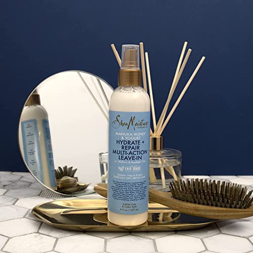SheaMoisture Leave-In Conditioner Spray 2-Pack – Manuka Honey & Yogurt Hydrate + Repair Multi-Action Hair Repair Treatment for Dry, Frizzy Hair, Premium Gift Set, 8 Oz Ea