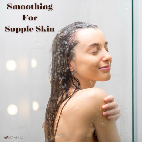 OGX Smoothing Coconut Coffee Exfoliating Body Scrub, Coconut Body Wash with Coconut Oil, 19.5 Fl Oz, Pack of 2, Arabica Coffee Body Wash Bundle with NOAHIAN Premium Body Exfoliating Mitt (3 items)