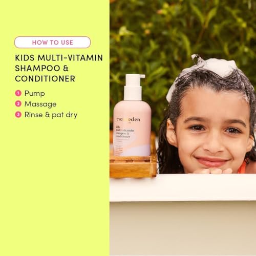 Evereden Kids Shampoo and Conditioner 2 in 1 and Kids Body Wash set | Gentle and Clean Skin Care | Non-toxic Ingredients | Cool Peach scent