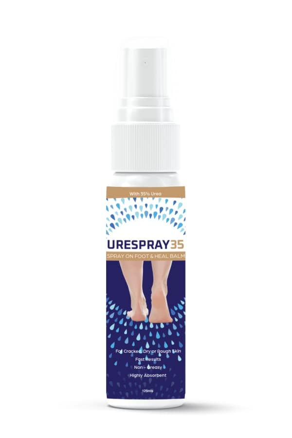 URESPRAY 35% Urea Foot & Heel Spray - 125ML Moisturizing Treatment for Dry, Cracked Feet, Heels, Knees & Elbows - Intensive Skin Repair, Callus Remover, Dead Skin Care & Cuticle Softener Spray