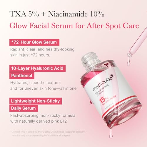 medicube TXA+Niacinamide 15% Glow Facial Serum for After Spot Care | All-in-One Daily Korean Skincare | Uneven Skin Tone, Texture, and Hydration Care | High-Potency Tranexamic Acid 5% | 1.01 fl.oz
