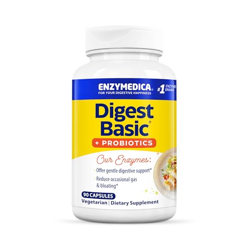 Enzymedica, Digest Basic + Probiotics, Gentle Digestive Enzymes with 400 Million CFU Active Cultures per Capsule, 90 Count