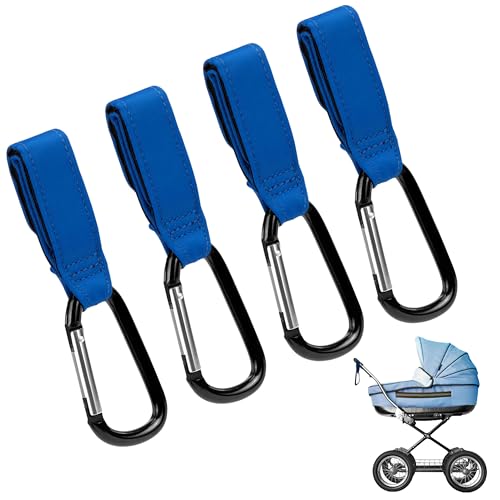 [4 Pack] Stroller Hooks for Bags to Organize Your Day Out - Secure Hold Velcro Stroller Hooks for Hanging Bags - Easy to Attach Stroller Clips for Bags - Portable Stroller Bag Hook - Stroller Hook