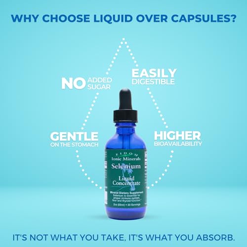 Eidon Ionic Minerals Liquid Selenium, Selenium Drops, Sodium Selenate Supplement, Support Liver Health and Thyroid Function, Immune System Support, 2 oz