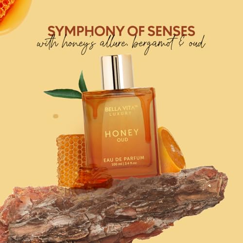 BellaVita Honey OUD Perfume for Women & Men (3.4 fl.oz) | Vanilla, Bergamot & Patchouli Perfume | Long-Lasting Arabian Unisex Perfumes for Women & Men | Floral & Spicy Vegan Cologne Honey Perfume