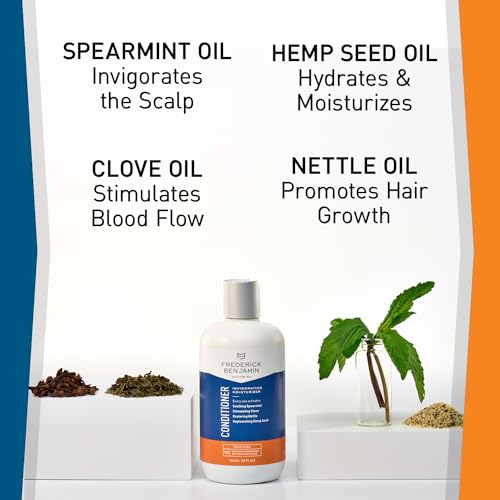 Frederick Benjamin Invigorating Conditioner, Paraben & Sulfate Free Mint Conditioner for Men with Dry Scalp, Natural Powerful Anti Dandruff Moisturizer for Curly Hair, 12oz