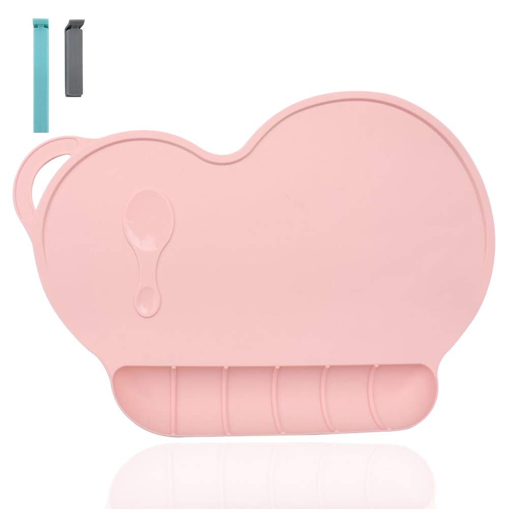 Food Catching Baby Placemat - Food Grade Silicone Reusable Travel Placemat for Kids Tiny Diner Portable Roll Up Non Slip Washable Restaurant Food Mat for Child Toddler Infant